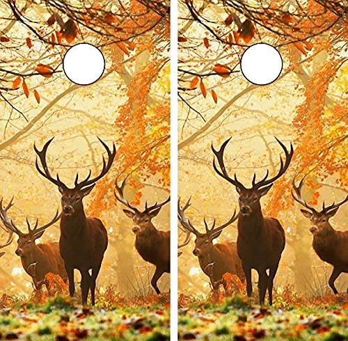 GRAPHIX EXPRESS Deer Cornhole Board WRAP Deer Wraps Laminated Board Boards Decal Set Decals Vinyl Sticker Stickers Bean Bag Game Vinyl Graphic Tint Image V2 (C111 Deer)