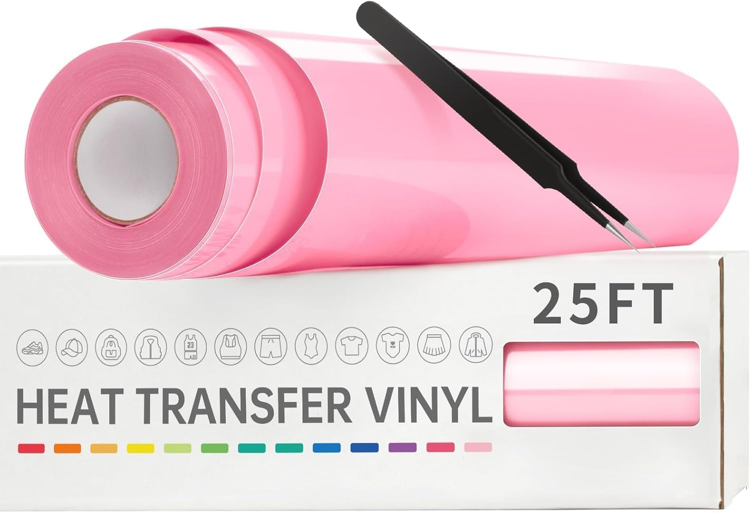 VinylRus Heat Transfer Vinyl-12” x 25FT Iron on Vinyl Roll for Shirts, HTV Vinyl for Silhouette Cameo, Easy to Cut & Weed (Pink)