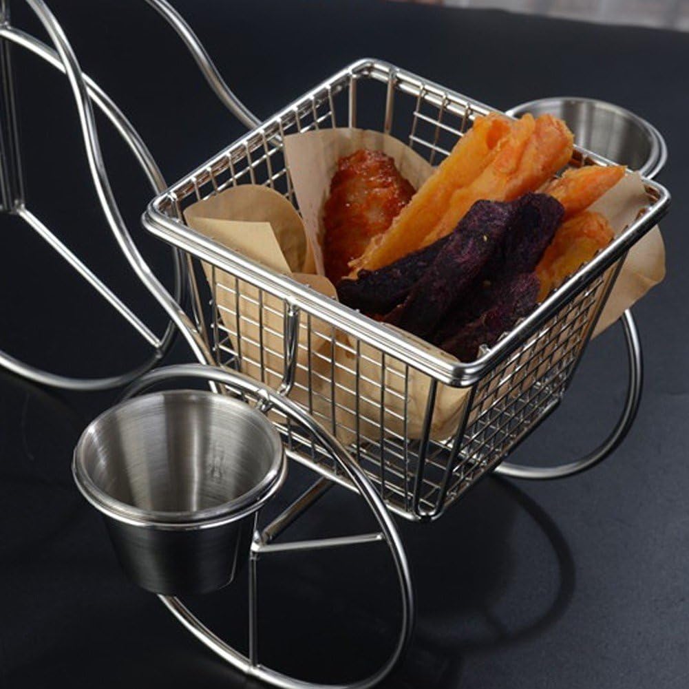1 Set Supporto per Patatine Fritte Supporto per Snack Cestello di Scarico in Acciaio Inossidabile Frittura per Patatine Che Serve Stoviglie per Presentazione del Cibo