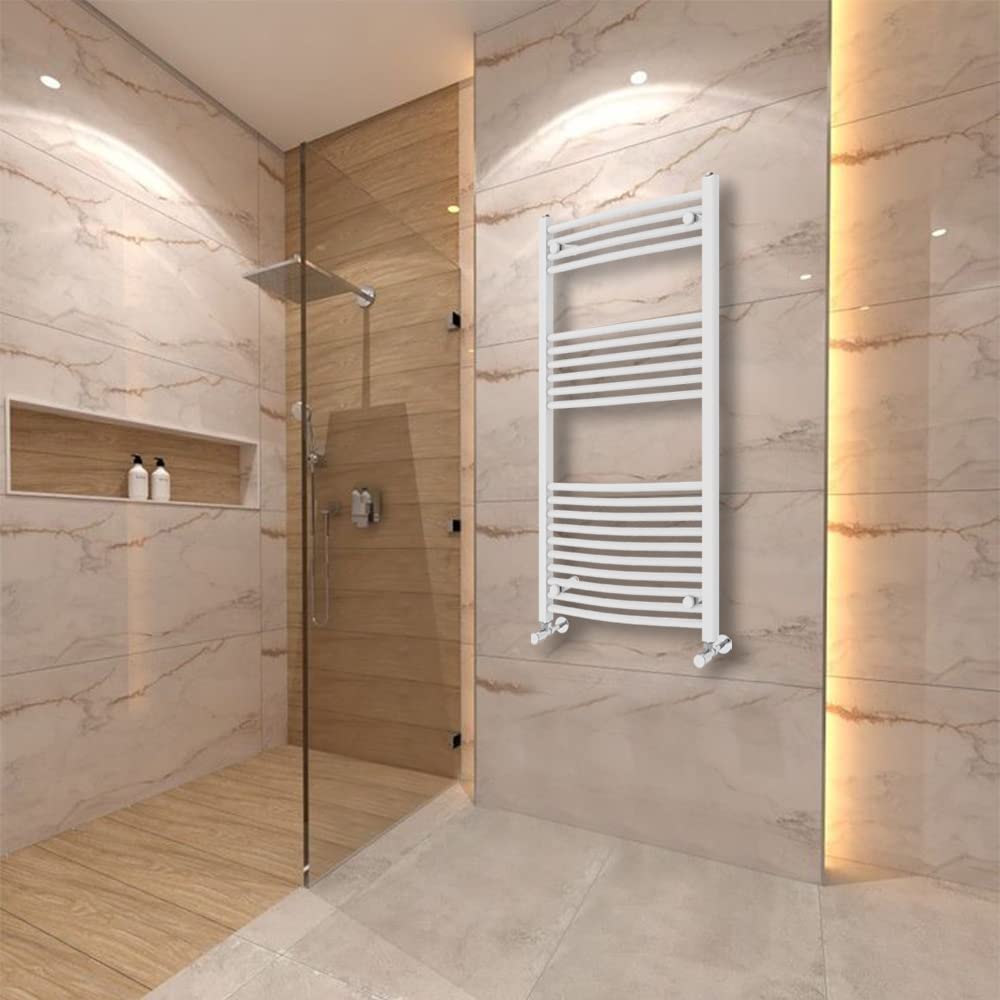 Warmehaus White Curved Heated Towel Rail Radiator Ladder 1200X600mm Central Heating Radiators For Bathroom Kitchen