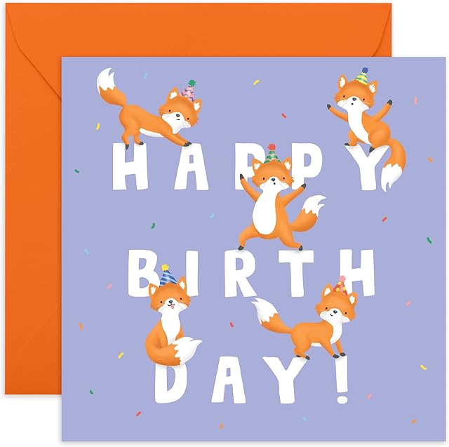 Central 23 Happy Birthday Card - ' Birthday Letters Fox ' - Kids Birthday Card - Comes with Fun Stickers - Made in the UK Recyclable