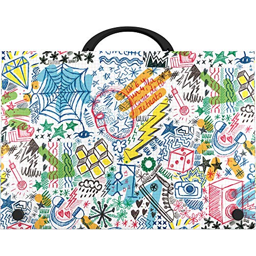 Grafoplás 37402194. Maletin Escolar con Asa  Polipropileno  Colección Garabatos