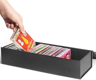 Cassette Tape Storage Box, Cassette Tape Holder 14.25 x 4.5 x 3 Inch, Store Up to 20 Cassette Cases – 1 Pack