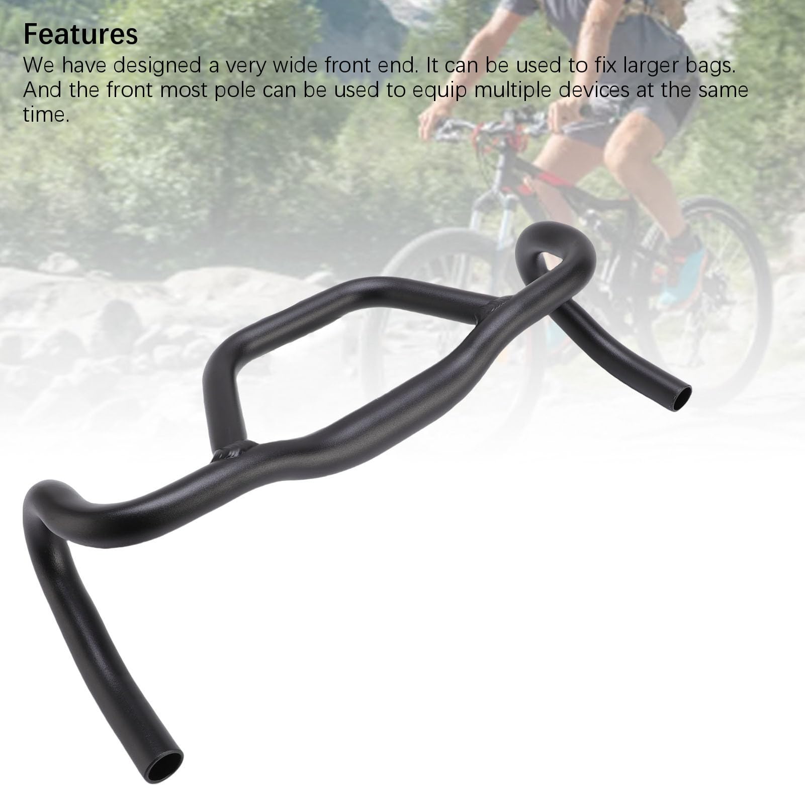 Guidon Ergonomique Large pour Vélo de Gravier à extrémité Avant pour la Fixation de Sacs Plus Grands et le Montage de Plusieurs Appareils (31,8 * 440mm)