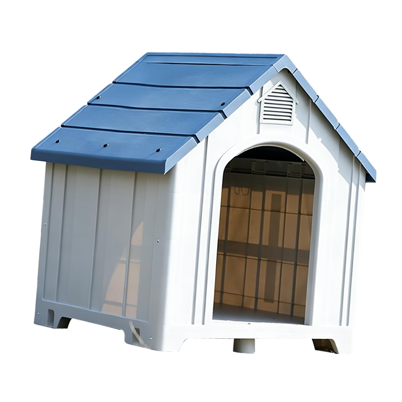 Alomejor Hundehütte für den Außenbereich, Wetterfest, Langlebig, aus Kunststoff, für Mittelgroße und Große Hunde, Drinnen und Draußen, 67 X 60 X 50 cm (Blue)