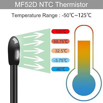 10 PCS NTC Resistors, Thermistor 10K Ohm 100K Ohm MF52D 3435 3950 Temperture Sensor 1% Accuracy Value High Sensitivity for Temperature Measurement