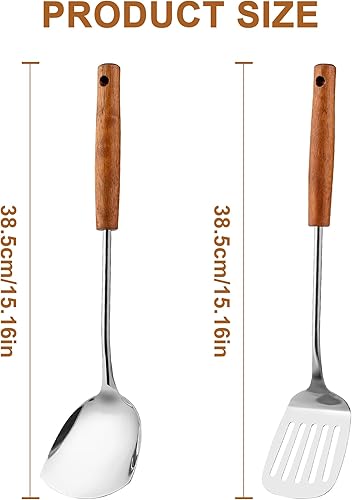 Miniatura 3 de FJNATINH Juego de espátulas y volteadores - Herramientas de wok de acero inoxidable, Utensilio de wok, Utensilios de cocina de acero inoxidable