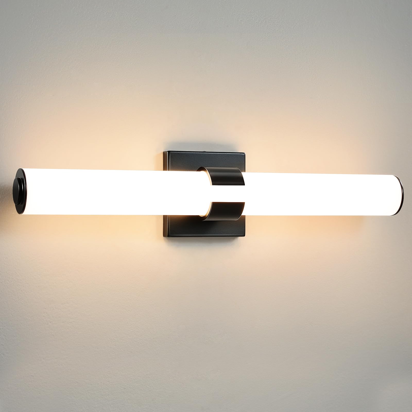 AIJIASI Black Vanity Lights for Bathroom, 22.8 Inch LED Vanity Light Modern Bathroom Light Fixtures, 28W Sconces Wall Lighting with Acrylic Shade for Mirror Bedroom Living Room Hallway 3000K
