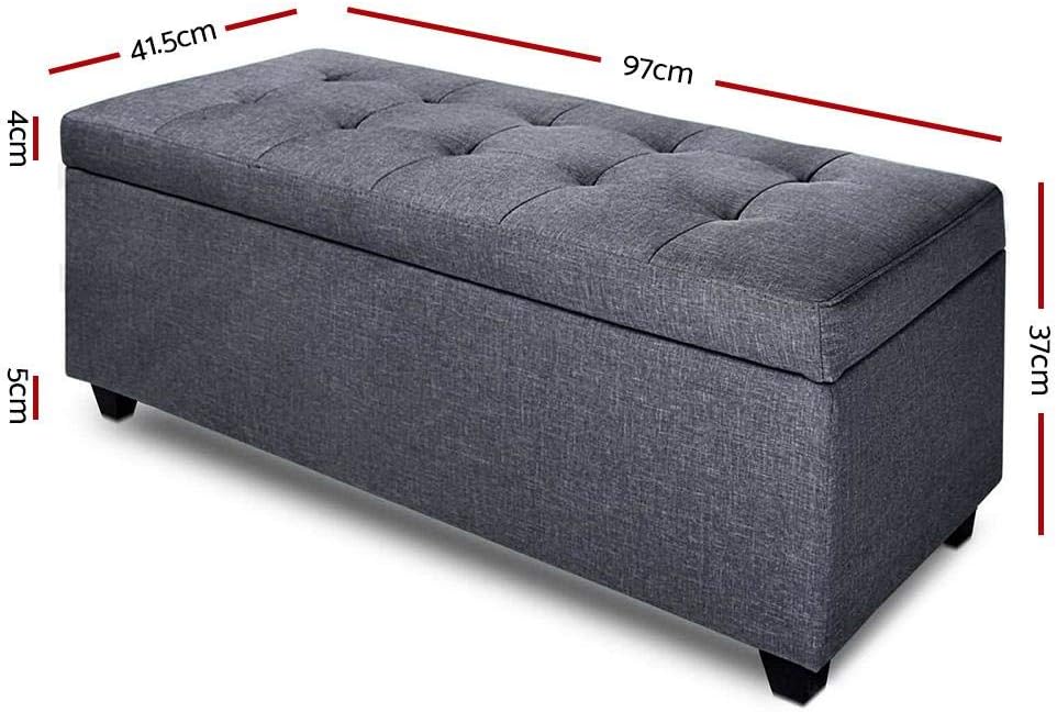 Fabric Storage Ottoman Bench Grey, 97(L) x 41.5(W) x 37(H)