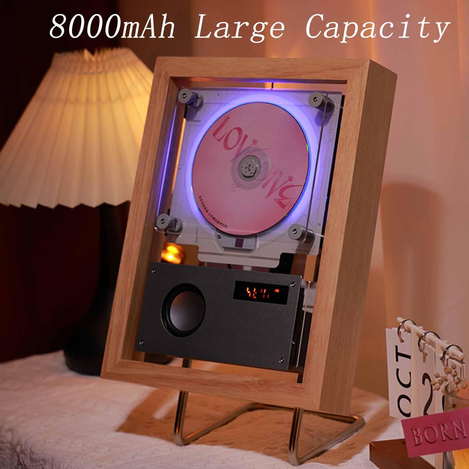 Lettore CD montabile a parete con telecomando e altoparlanti, cornice decorativa musicale con uscita 2 vie/USB/AUX e 6 effetti di illuminazione per corridoio di casa