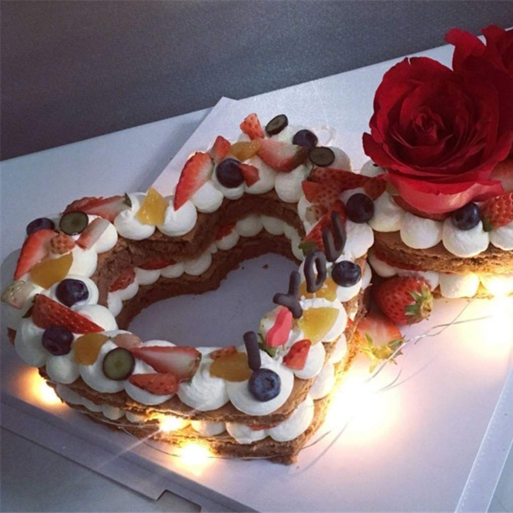 Rolin Roly 3 PCS Modèle de Gâteau Coeur Pochoirs à Gâteaux Modèle de Gâteau Forme Décoration de Gâteaux Crème pour Anniversaire Marriage DIY
