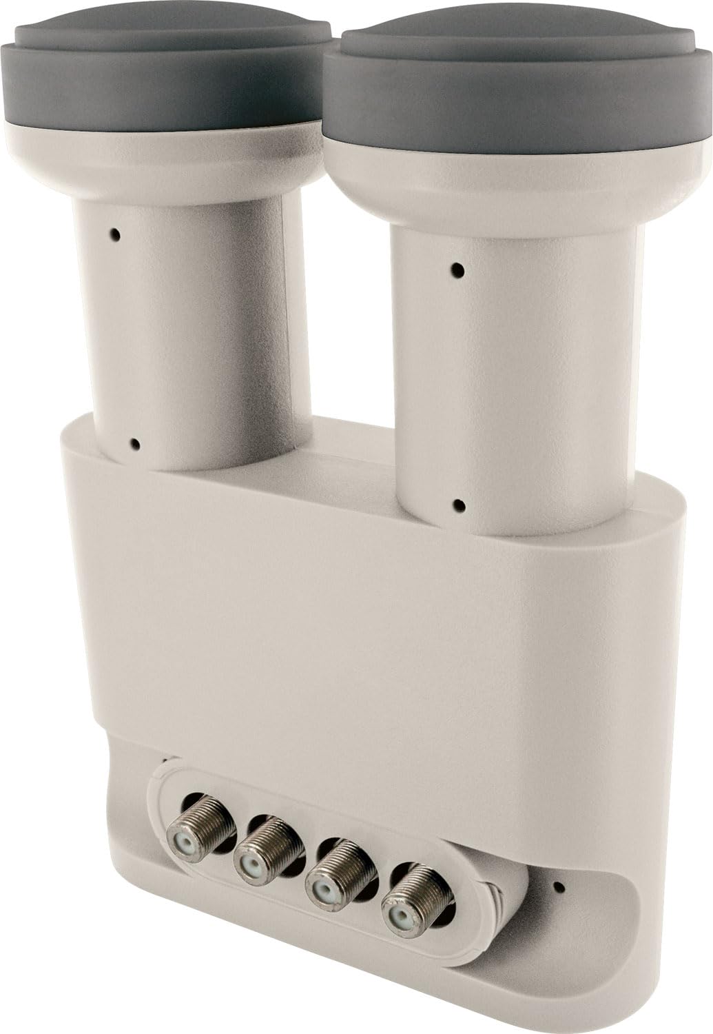 SCHWAIGER 5095 Monobloc Quad LNB 4-participants numérique Accessoires pour Parabole Protection Contre Les intempéries Raccords dorés Gris Clair Récepteur Satellite Eutelsat Astra