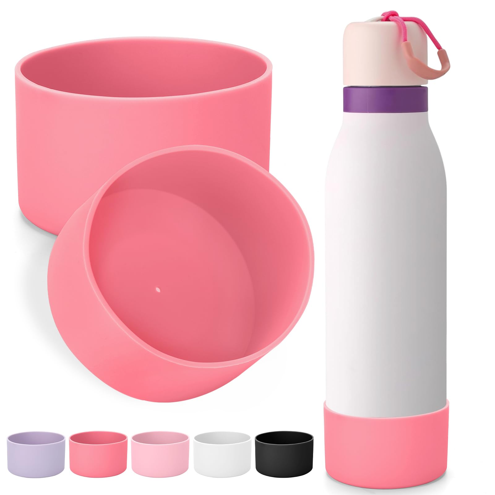 Mity rain 2PCS Silicone Boot for Owala FreeSip Twist Water Bottle, Anti-Slip, Noise-Reducing,Prevents Scratches(18 oz pink)