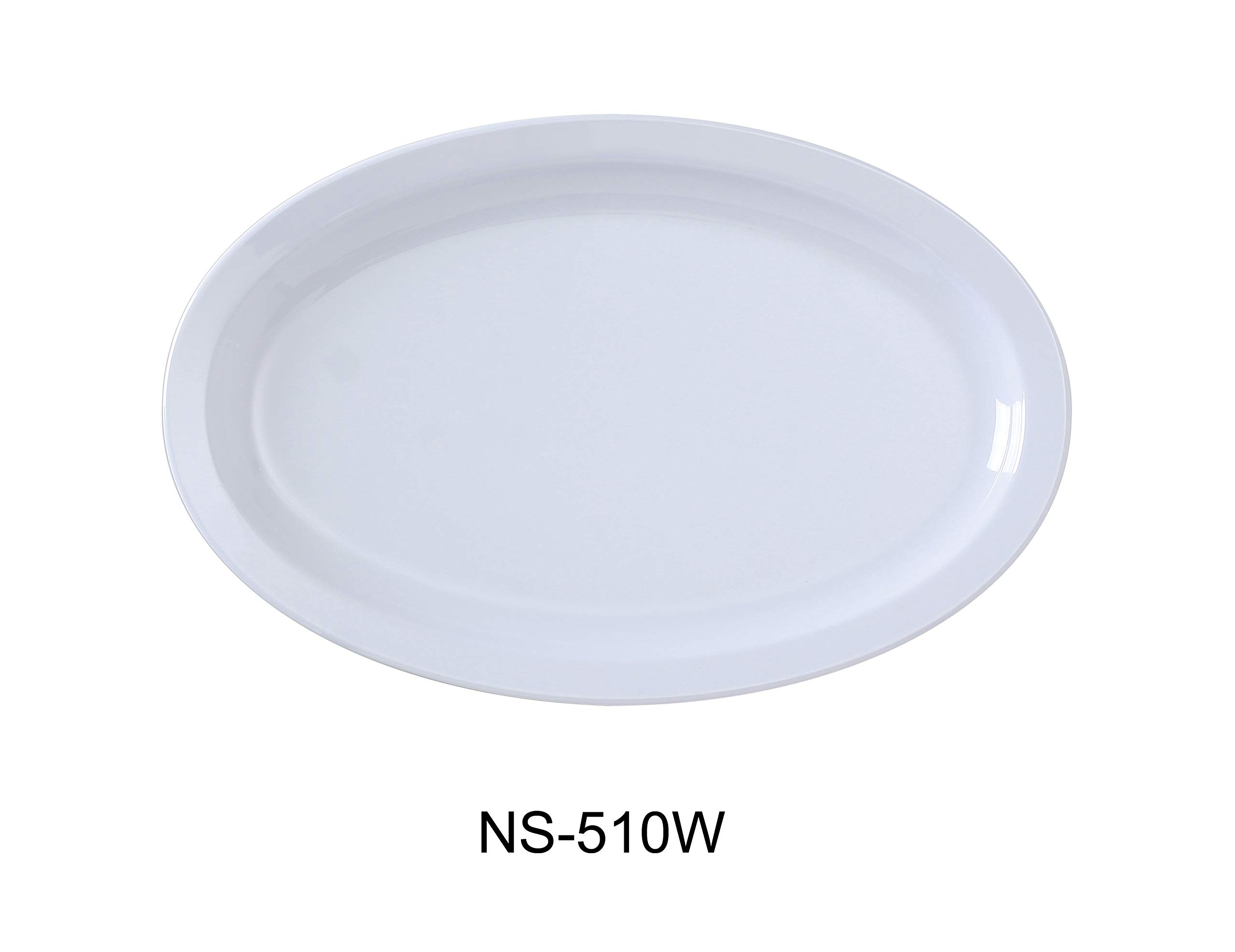 Nessico Oval Platter with Narrow Rim by Yanco – Medium, Melamine, White, Pack of 24, Model NS-510W