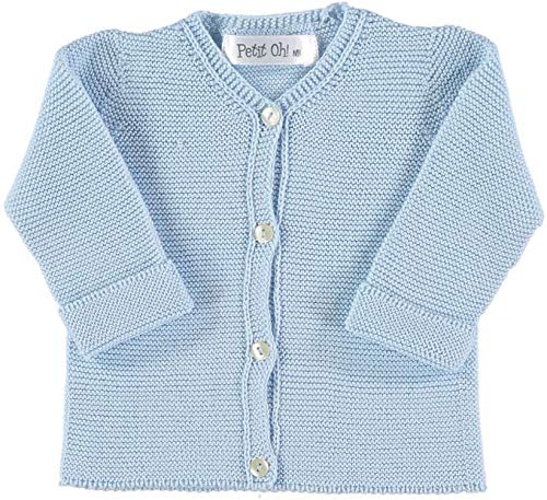 Petit Oh! - Chaqueta de Punto para bebé algodón 100% Talla 3-6 Meses (Celeste)