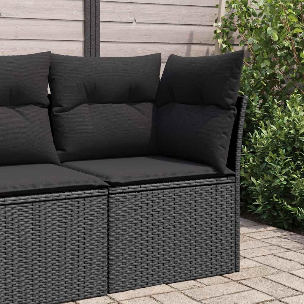 Sofa ogrodowa czarna rattanowa PE 62 x 62 x 69 cm z poduszkami