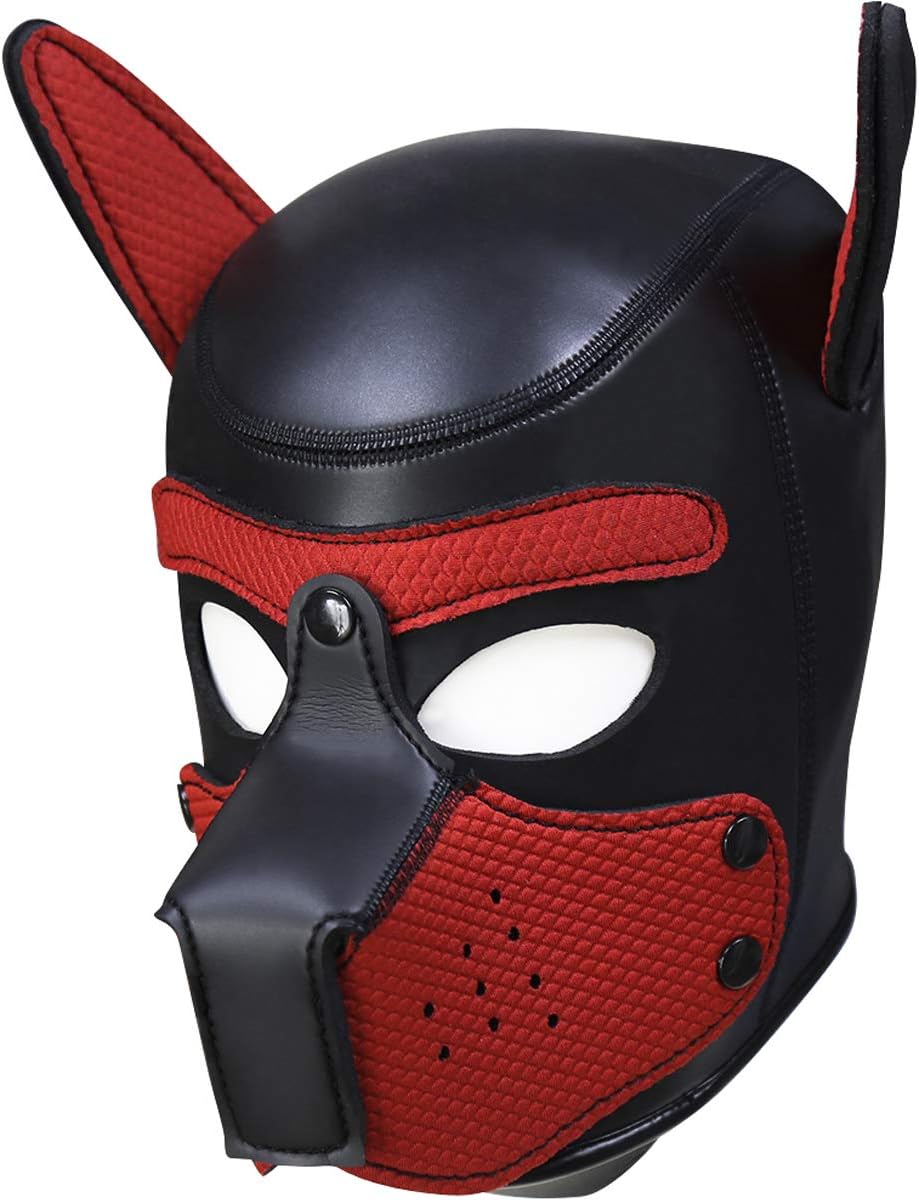 Dog Mask Halloween,AlevRam Puppy Mask Adult Dog Mask Adult Costume (Red)