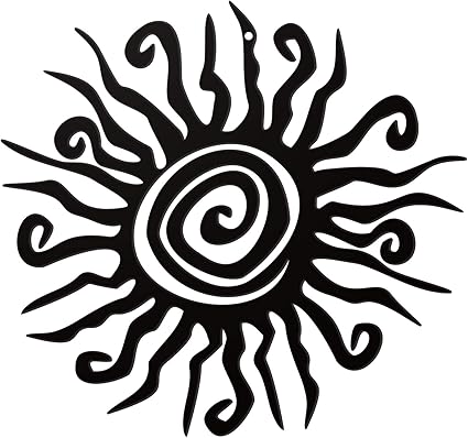 Zonon 1 Pcs Wacky Sun Metal Wall Art Outdoor Decor 11.81 Inch Rust Proof Sun Wall Decor Hanging Outdoor Plaques for Home Garden Patio Bedroom Living Room Office Kitchen(Black)