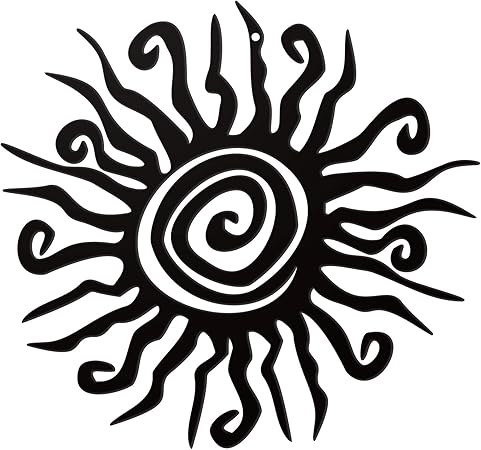 Zonon 1 Pcs Wacky Sun Metal Wall Art Outdoor Decor 11.81 Inch Rust Proof Sun Wall Decor Hanging Outdoor Plaques for Home Garden Patio Bedroom Living Room Office Kitchen(Black)