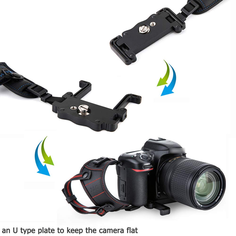 JJC DSLR Fotocamera Cinghia da Polso con Piastra U per Nik. Z30 D7500 D7200 D5600 D3500 D850 D780 Can. EOS R8 R6 R10 R7 R5 R RP 5D Mark IV 6DMkii M50ii M200 90D 850D 200DII FUJI X-E4 X-H2 (Rosso)