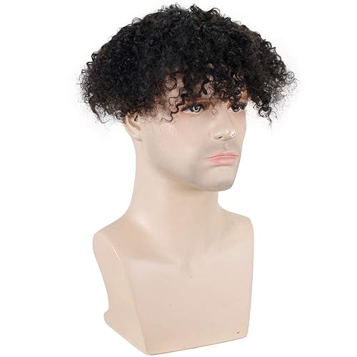 Miniatura 3 de Voloria Toupee for Man Europen - Sistema de reemplazo de cabello humano para hombre encaje mono con poliuretano alrededor de peluca rizada color