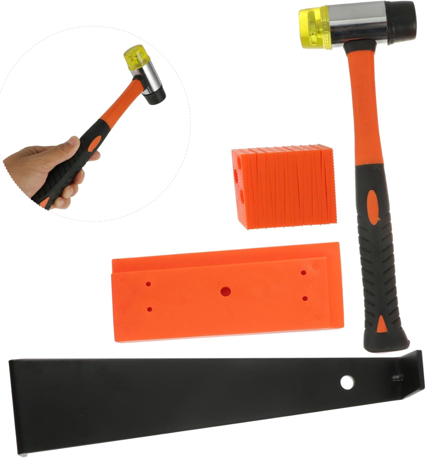 jojofuny 1set Laminate Wood Flooring Installation Tool Kit Tapping Block Heavy Duty Pull Bar and Spacers for Quick and Accurate Home Flooring Assembly