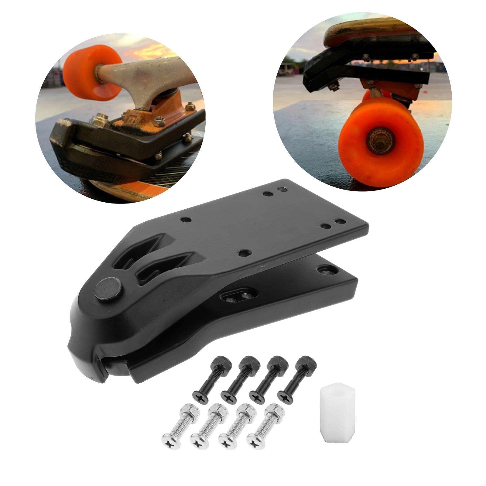 Générique Premium Truck Universal Skateboard Refit Surf Rail Adaptateur Manoeuvrable Surfboard Adapter Support Rack Mount Vis Écrous PU Bushing, Noir