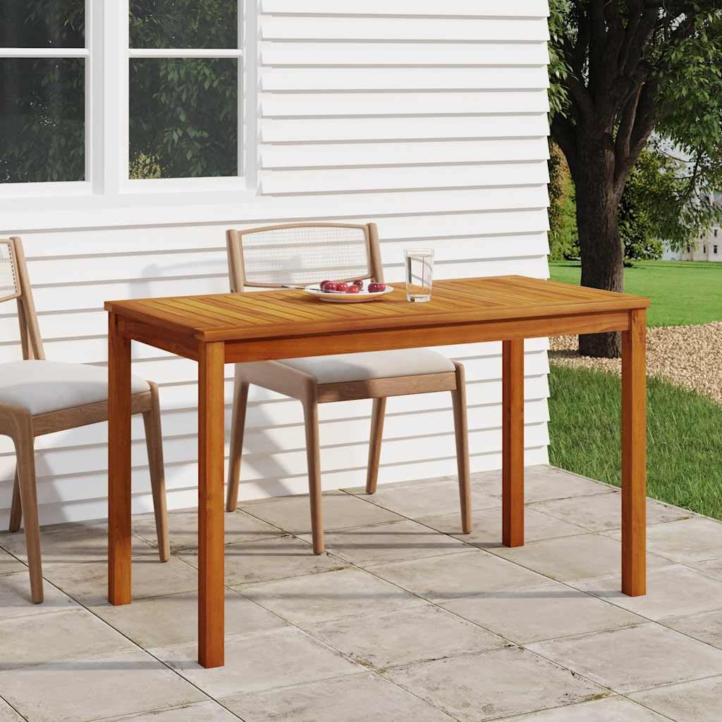 Stół ogrodowy z litego drewna akacjowego z wykończeniem olejowym, 110 x 55 x 67 cm, stabilna rama drewniana, blat stołu na taras, balkon, do ogrodu, na werandę, kemping i piknik