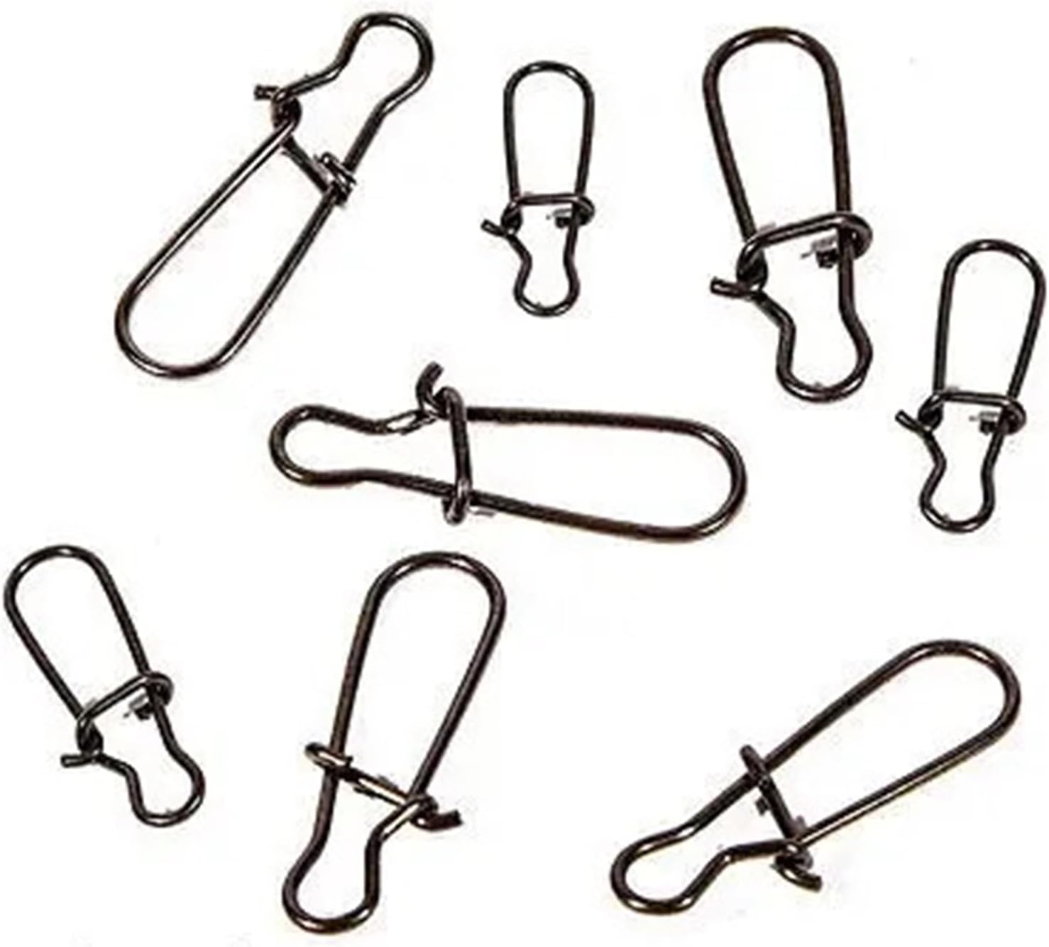 Versatile 240pcs Black Snap Swivel Slid Rings Stainless Steel Fishing Swivels Tackle