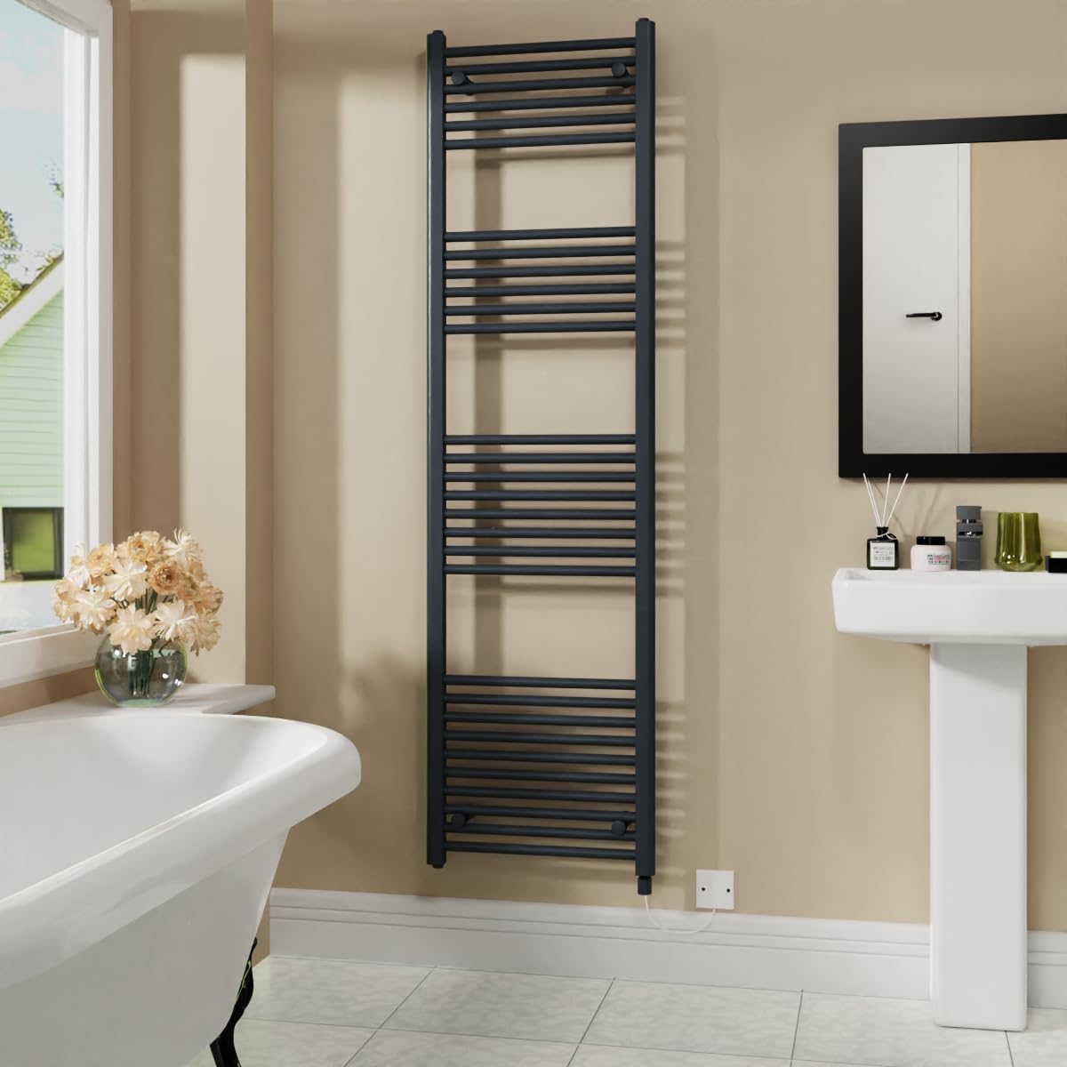 Warmehaus 800W Electric Heated Towel Rail Radiator Anthracite - 1800x500mm