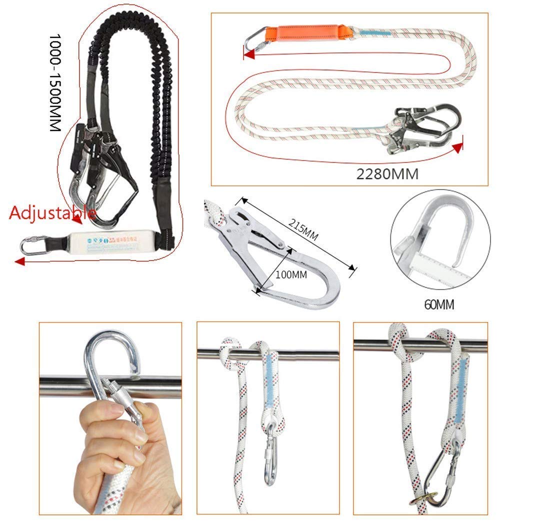 SwaYve Arnés de Seguridad para Construcción, Kits de Arnés de Seguridad de Cuerpo Completo de 5 Puntos para Sitios de Construcción, Limpieza de Vidrios de Gran Altura, Protección Contra Caídas en Trab