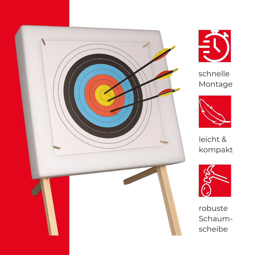 Stronghold Scheibenset Simply | Zielscheibe mit Ständer & Auflage, Pfeil & Bogen Set für Bogenschießen, Schaumscheibe bis 20 lbs