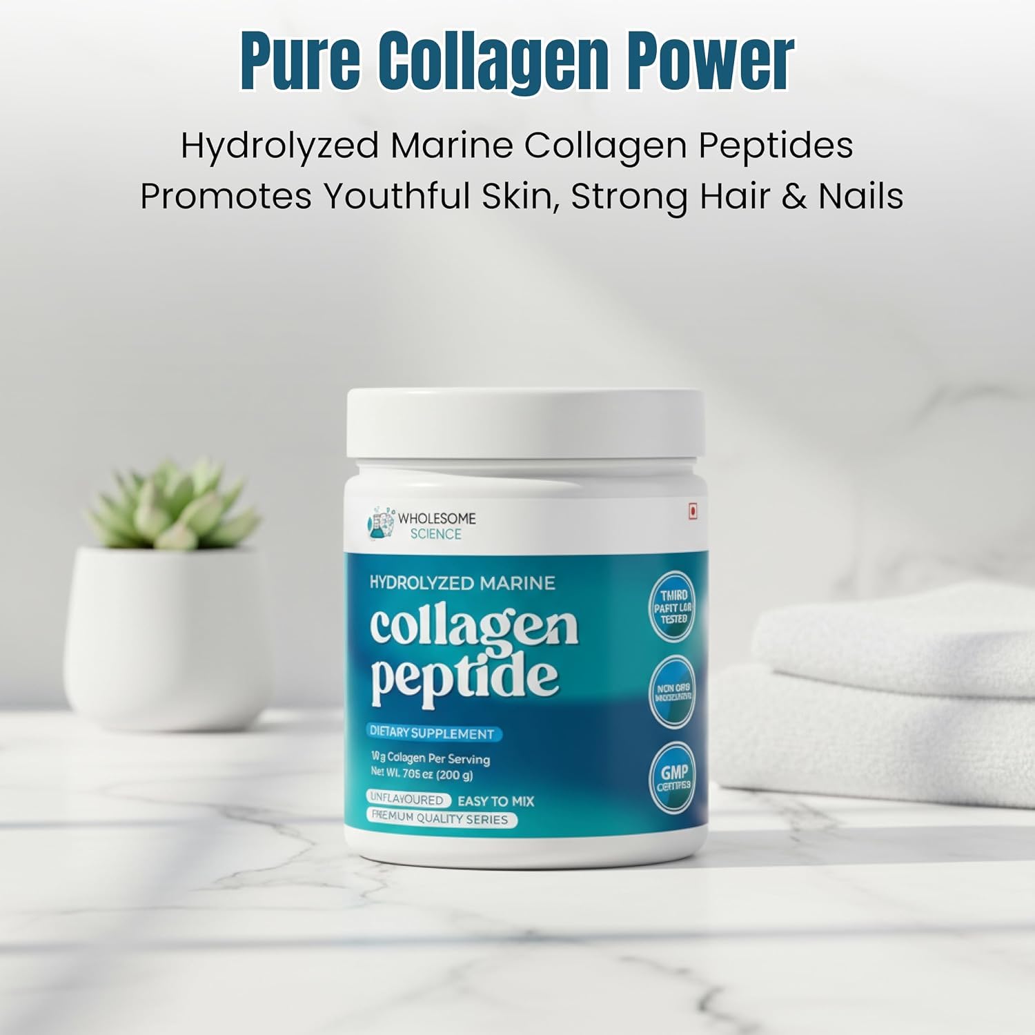 Hydrolyzed Marine Collagen Peptides Powder, Unflavoured, 200g — Amazon image 4