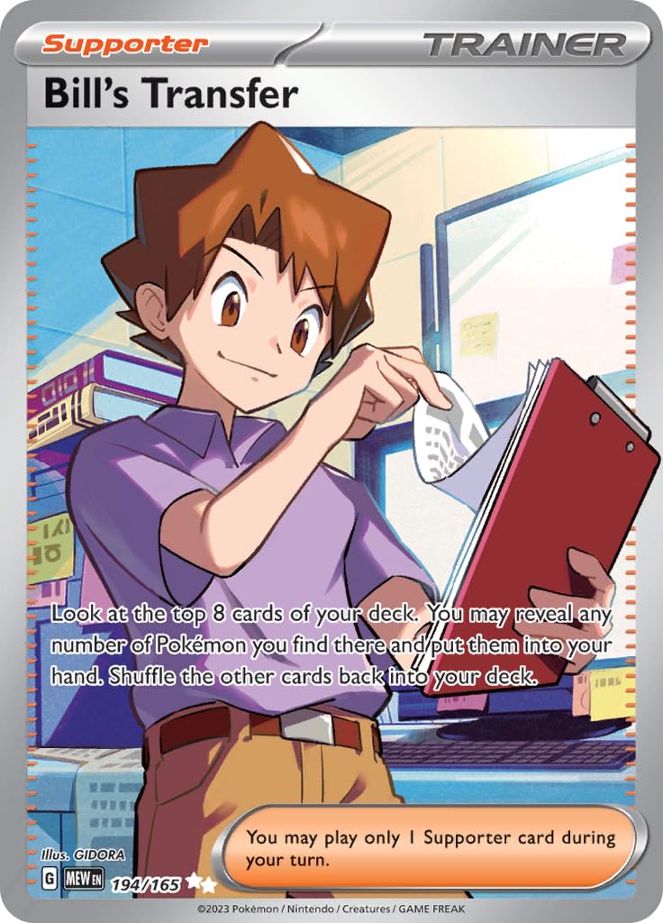 pokemon bill card Amazon.com: Pokemon - Bill's Transfer 194/165 - Pokemon 151 - Full Art  Ultra Rare