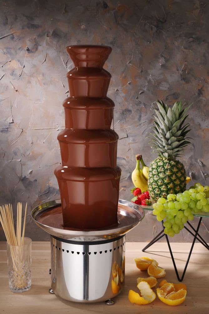 HENDI Fontaine à chocolat 5 niveaux, capacité : jusqu'à 6 kg, 230 V / 265 W, Ø330x(H)700 mm, acier inoxydable