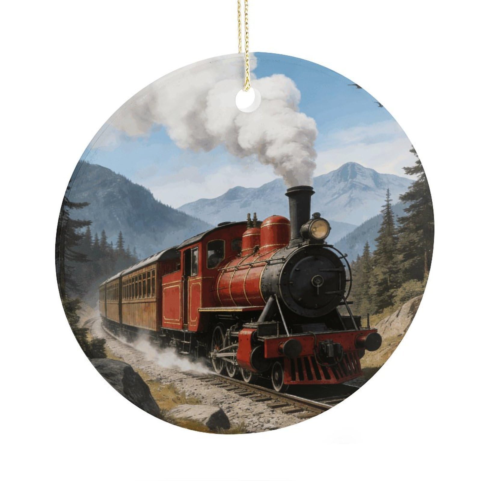 Fodpand Women's Style Train Ceramic Christmas Ornament,Wall Hanging Decor Windows Hanging Decor Best Friend Birthday Gifts, Friendship Gifts Car Hanging Ornament Gift For Girls, Teachers 2.9 In
