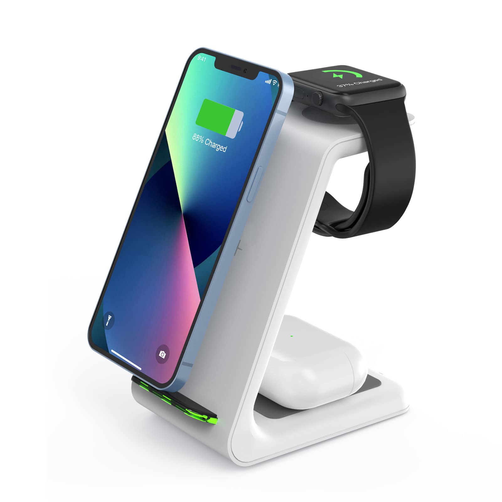Wireless Charger,3-in-1 Wireless Charging Stand Station Dock for iPhone 13/12 Pro Max/11 Pro Max/XS Max/XR/X/8 Plus,iWatch7/6/5/4/3/2/SE and AirPods 2(wireless version)/Pro/3