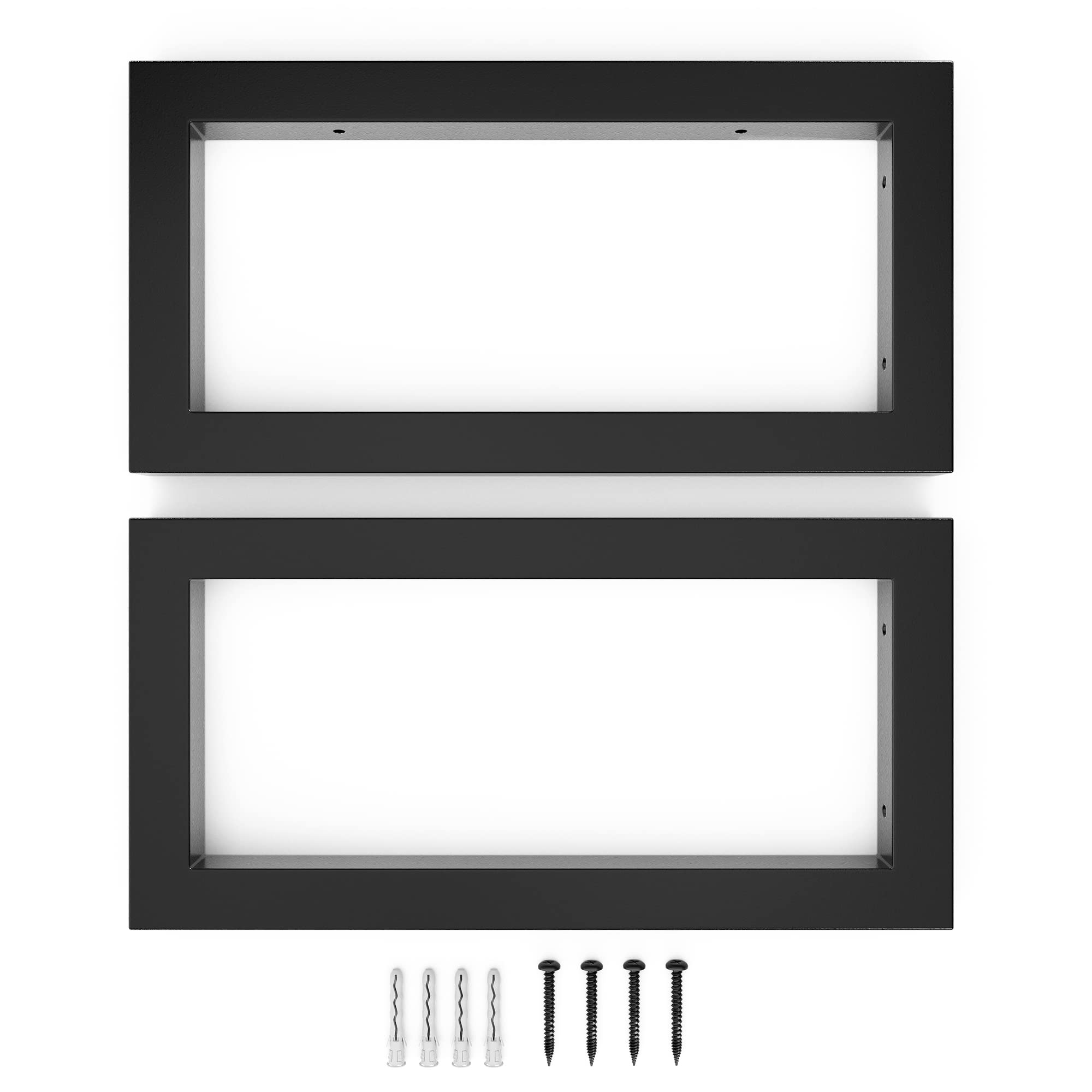 2x sossai® Stahl Waschtischkonsole 40 cm, schwarzmatt für Waschbecken Waschtisch