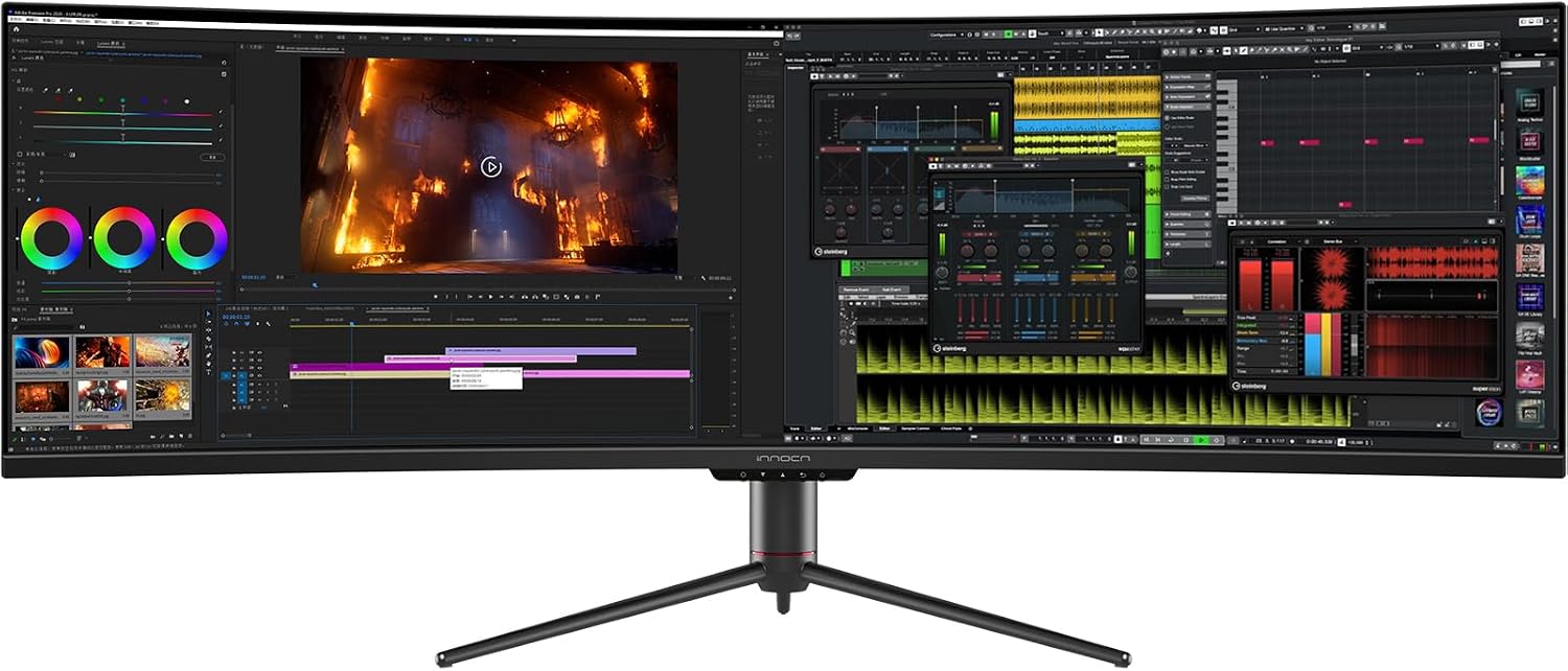 49" Curved Gaming Monitor 144Hz Ultrawide 32:9 WDFHD 3840 x 1080P, R1800, 99% sRGB, HDR400, USB Type C, DisplayPort, HDMI, Built-in Speakers, Height/Tilt Adjustable - 49C1G