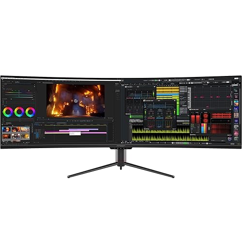 INNOCN 49" Curved Gaming Monitor 144Hz Ultrawide 32:9 WDFHD 3840 x 1080P, R1800, 99% sRGB, HDR400, USB Type C, DisplayPort, HDMI, Built-in Speakers, Height/Tilt Adjustable - 49C1G