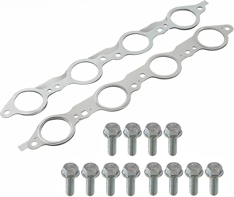 Junta do coletor de escape LS Mievlyo com parafusos para Chevy Silverado, Camaro e GMC Sierra – Par