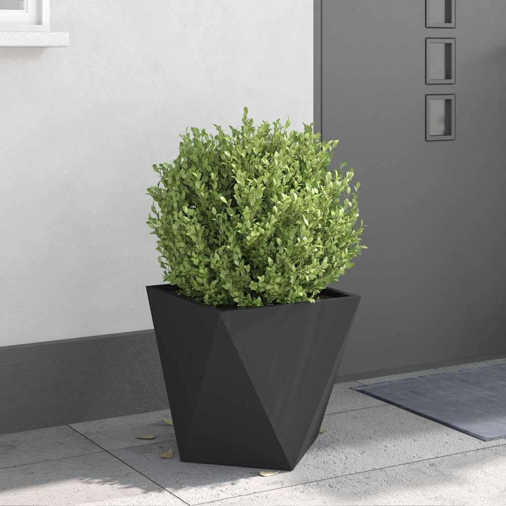 Pflanzkübel Schwarz aus Stahl 40 x 40 x 40 cm 2 Stück, frostfest und robust für Garten, Balkon, Terrasse und Wohnzimmer, mit Drainage und wasserspeicher für Pflanzenpflege