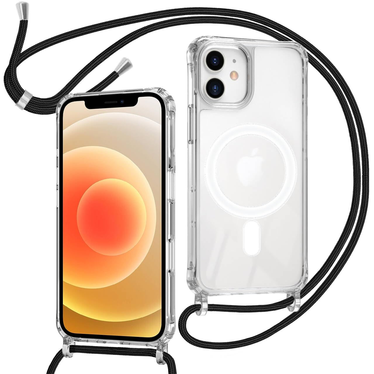 ZYIMOU für iPhone 16 Hülle mit Band, Handyhülle iPhone 16 Pro Handykette Hülle mit Kette Schutzhülle Kordel zum Umhängen Transparent Weich TPU Silikon Bumper