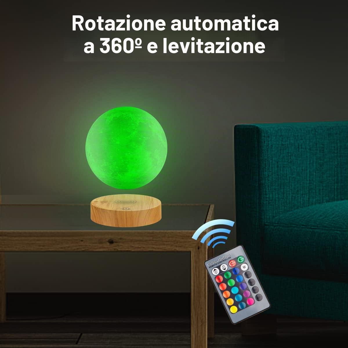 Lampada lunare a levitazione, luce lunare 3D galleggiante a LED luna a levitazione magnetica luci notturne per la decorazione dell'ufficio in camera regali fantastici (16 Colori)