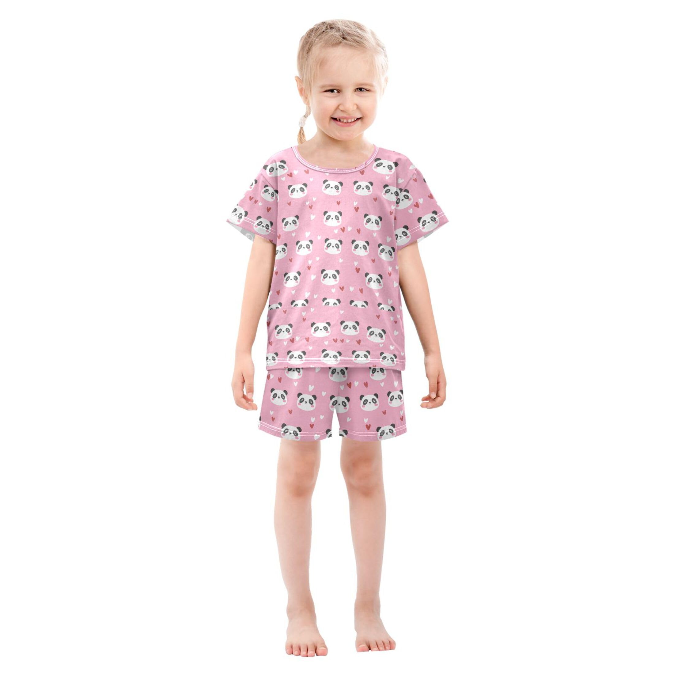 UMIRIKO Cute Panda Summer Short Sleeve Pajamas Sleepwear PJ Set B0404199