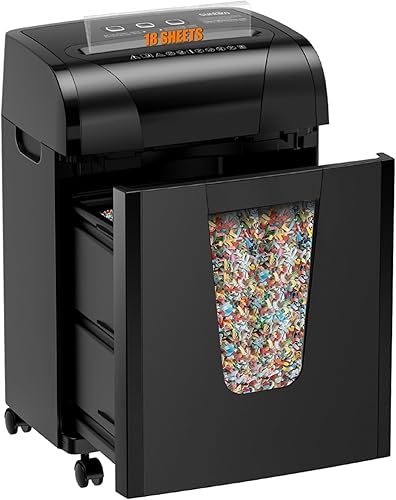 Miniatura 7 de Trituradora de papel, microcorte de 5 hojas con contenedor de 2.65 galones, alto nivel de seguridad P-5, tiempo de trabajo continuo de 5 Munites,