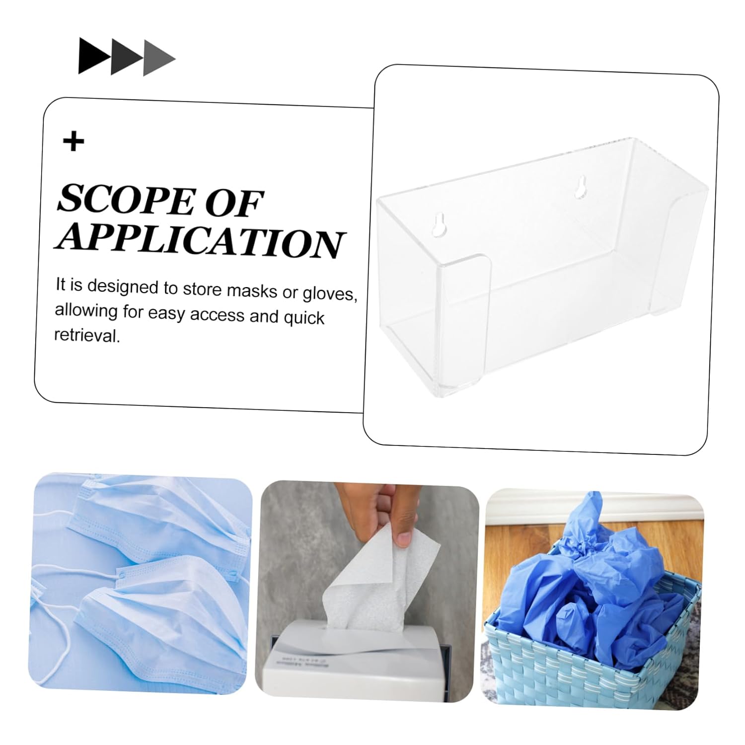 OUNONA Mask Dispenser Wall Mount for Laboratory Transparent Holder for Masks and Gloves Easy Access Storage for Professional Environments