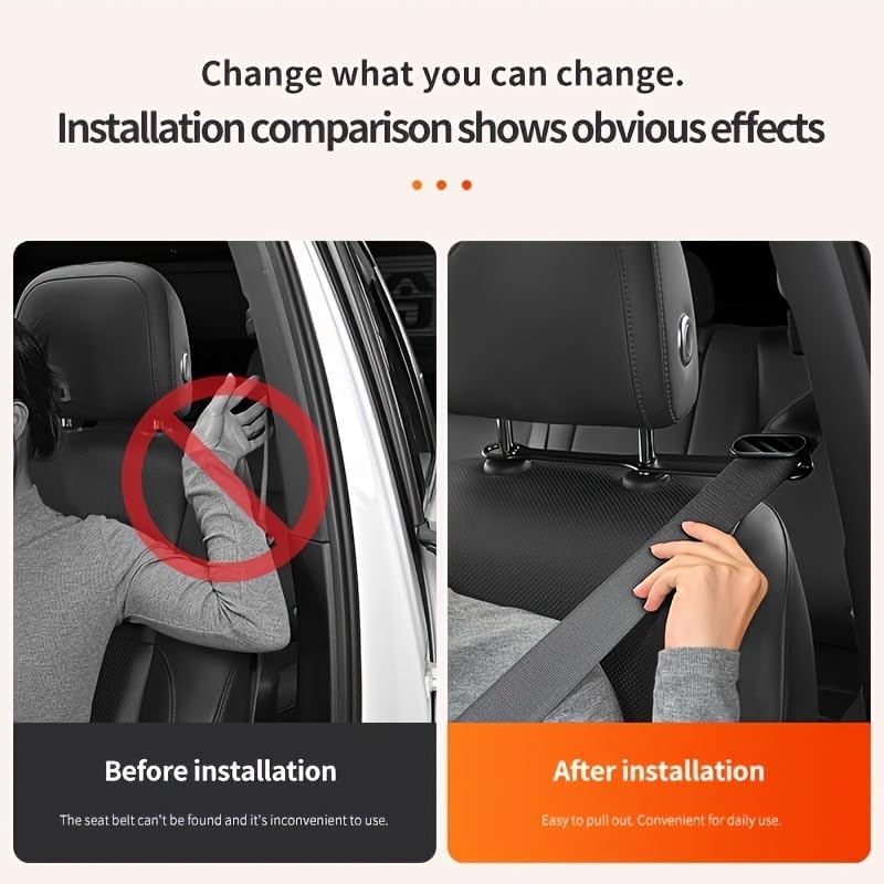 Universal Car Seat Belt Guide Stopper, Anti-Pinch Retractable Auxiliary Fixator, Smooth Extension & Sturdy Hold Safety Driving Accessory for Most Vehicle Interior Seat Upgrade Black