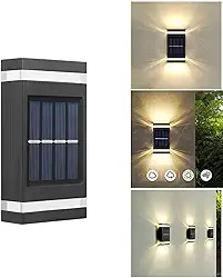 4x Arandela Solar 2 Focos Parede Slim 6 Fachos Led Externa Muro Ip64 Movida Solar Branco Quente 3000k