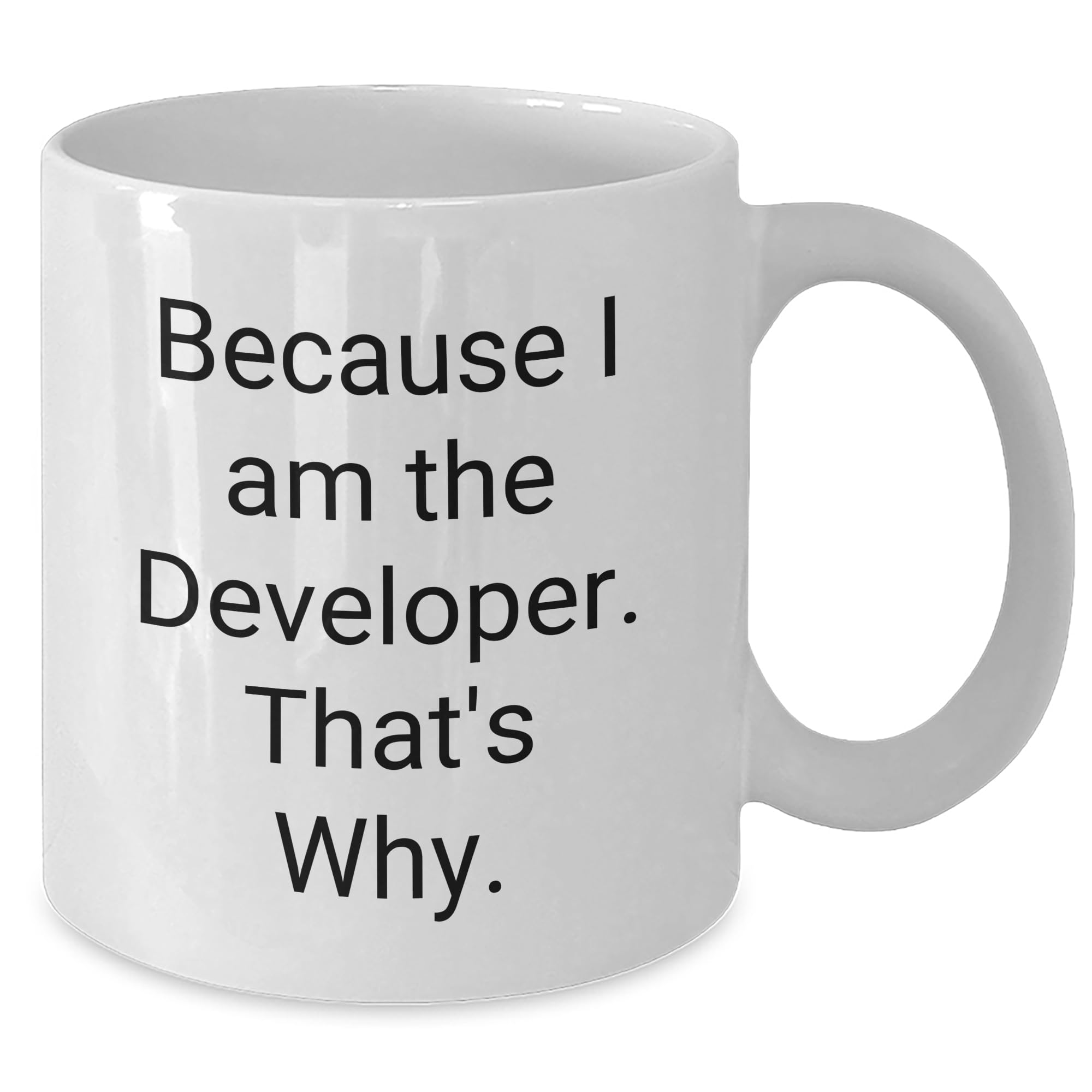Funny Developer Gifts: Because I Am The Developer That's Why White Ceramic Coffee Mug for Birthday, Gifts from Mom to Developer Friend